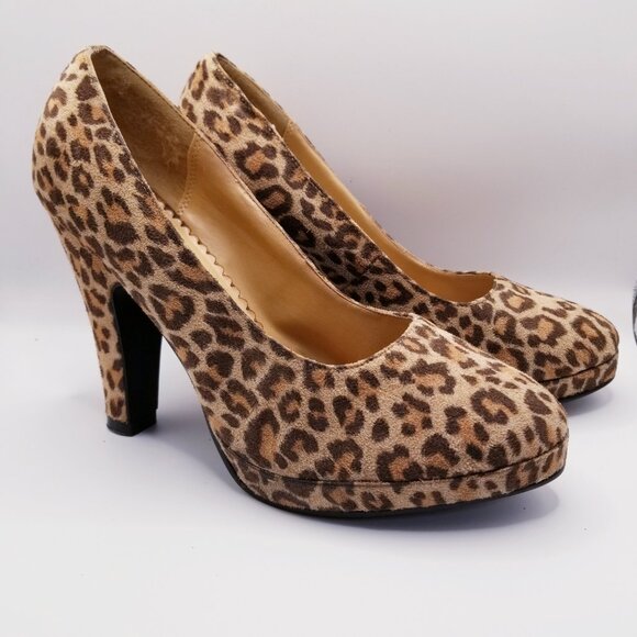 Y2K Vintage Groove Faux Suede Leopard Print - Drama Queen - Size 9 - Picture 3 of 7